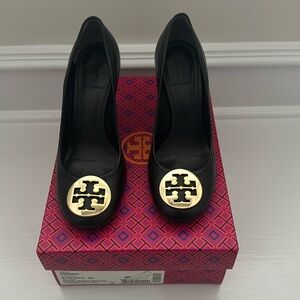 Tory Burch Sophie Wedge - Black Leather - Size 8